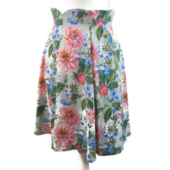 JOIE Tokyo Floral Heart Shape Waist Lined Flare Lined Skirt Cottagecore Fairy - Picture 3 of 5